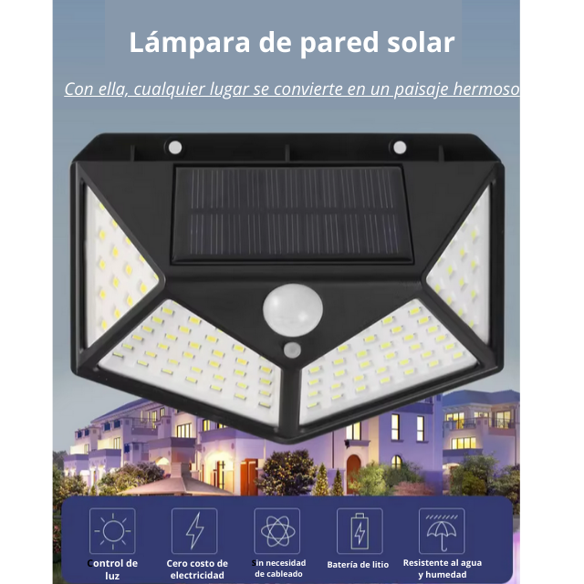 Pack 3 Lamparas con Panel Solar y Sensor Movimiento